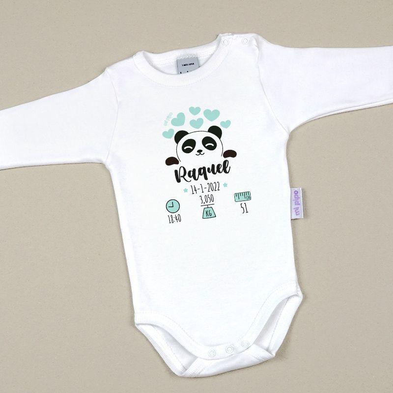 Body Bebe con Datos Nacimiento Panda Mi Pipo - Nanetes #